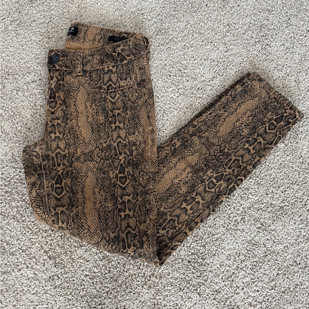 Seven7 Skinny Snake Print Pants Women's Size 8 Tan Black‎ Casual